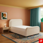 Aria Curved Arch Upholstered Bed – Boucle Fabric, Matching Footboard