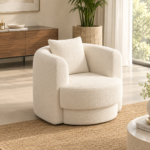 Sola Tiered Bouclé Swivel Club Chair