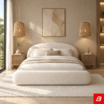 Alba Rounded Crown Bouclé Upholstered Platform Bed