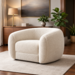 Cala Curved Bouclé Barrel Armchair