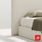 Luxury upholstered modern platform bed in cream bouclé fabric by Bahoo Furniture UAE