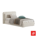 Dual-tone upholstered kids single bed in beige and camel velvet by Bahoo Furniture UAE