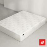 Tailored high-back upholstered platform bed in dusty blue velvet by Bahoo Furniture UAE