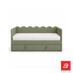 Scalloped daybed with pull-out trundle in sage green velvet by Bahoo Furniture UAE