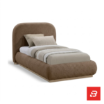 Curved-arch upholstered platform bed in cream bouclé fabric by Bahoo Furniture UAE