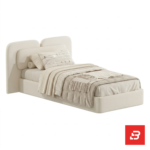 Double-cushioned modern upholstered platform bed in sage green velvet by Bahoo Furniture UAE
