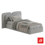 Double-cushioned modern upholstered platform bed in sage green velvet by Bahoo Furniture UAE