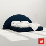Midnight arch upholstered platform bed in navy blue velvet by Bahoo Furniture UAE