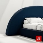 Midnight arch upholstered platform bed in navy blue velvet by Bahoo Furniture UAE
