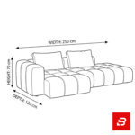 Bahoo Luxury L-Shape Sectional Sofa Upholstered | Off White Fabric Sectional - Image 3