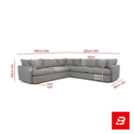 Minimalist living room featuring a warm gray fabric l-shape sectional sofa with plush cushions on a woven rug over wooden flooring by Bahoo Furniture UAE