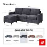 Bright modern living room interior showcasing a warm gray fabric l-shape sectional sofa with matching footrest ottoman, patterned botanical scatter pillows, a wooden coffee table, and a fireplace mantel by Bahoo Furniture UAE