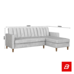 Bahoo Furniture modern off white L-shape fabric sofa with chaise