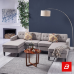 Bahoo Furniture modern gray U-shape sectional sofa with chaise