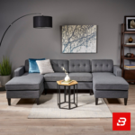 Bahoo Furniture modern gray U-shape sectional sofa with chaise