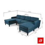Bahoo Furniture modern gray U-shape sectional sofa with chaise