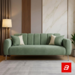 Vertical Channel-Tufted Velvet 3-Seater Sofa in Sage Green