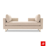 Modern Upholstered Open-Center Daybed Bench with Brass Legs