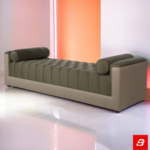 Olive Green Tufted Modern Daybed Bench with Bolster Pillows