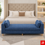 Royal Blue Bolster Arm Upholstered End-of-Bed Bench